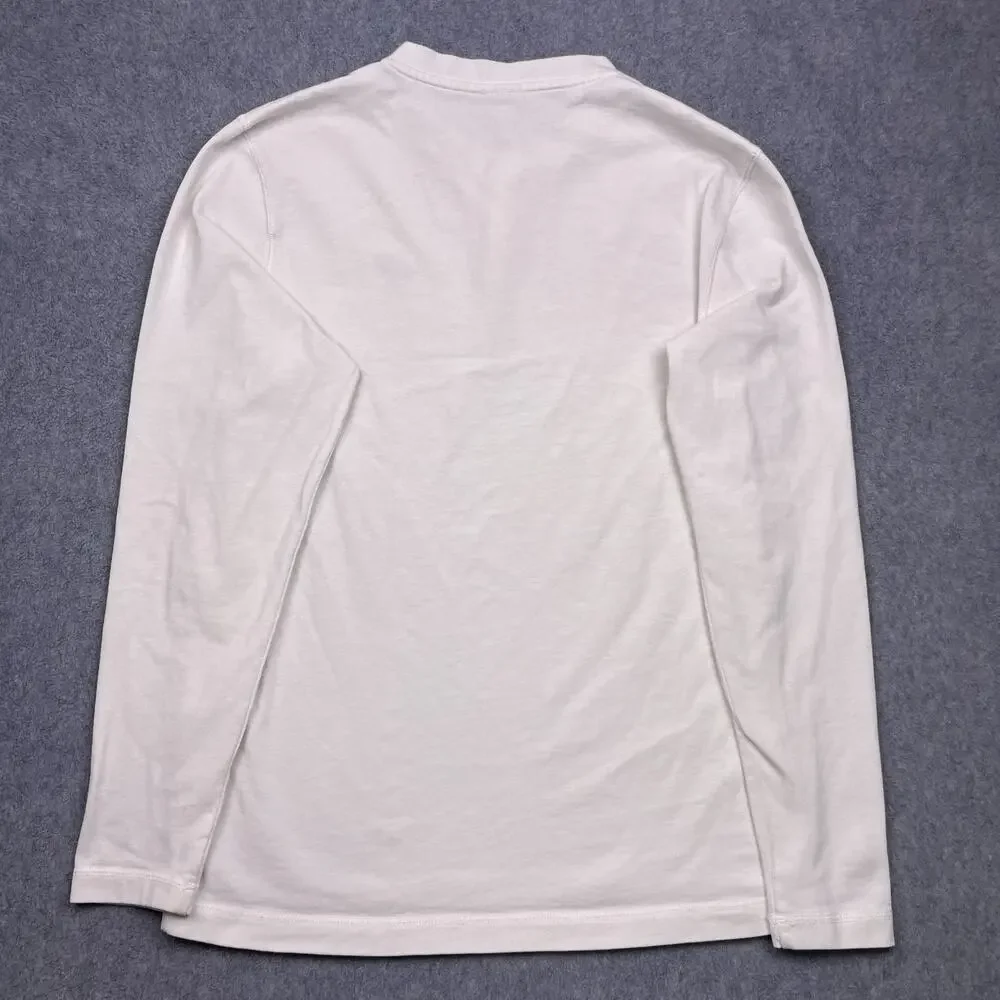 Nike Club Long Sleeve Snap Henley Shirt Men’s Size Small White Tee